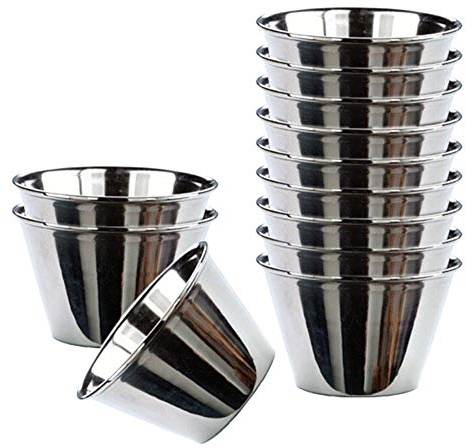 Space Home - 12 Stampini Flan 7 cm - Stampo Individuali per Budino - Stampo Panna Cotta In Acciaio Inossidabile - Stampi Individuali Muffin - Pirottini in Acciaio Individuale