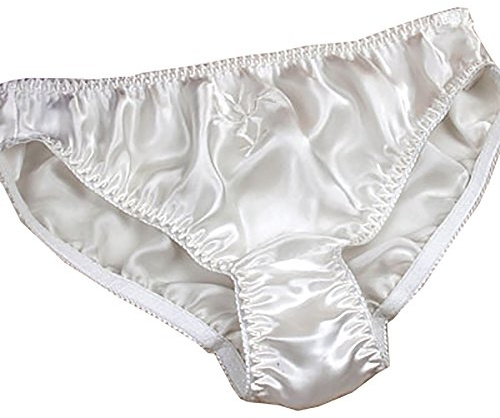 LSHARON Culotte sexy 100% soie de mûrier pour femme - Blanc - Large