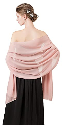 olyrjie Écharpe en mousseline de soie douce pour robes et accessoires pour femmes, rose poudré, taille unique