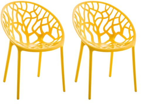 CLP 2er Set Gartenstühle Hope Kunststoff I Stapelstühle wetterfest und UV-beständig I Outdoorstühle pflegeleicht I Sessel für draußen, Farbe:gelb