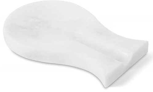 Radicaln Marble Spoon Rest 8 Inches White Handmade Stove Top Spoon Holder, Heat-Resistant Kitchen Accessory for Utensils, Countertop Kitchen Decor