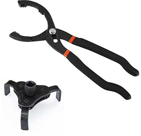 Young Wolf Ölfilterzange und universeller verstellbarer Ölfilterschlüssel von 65 mm bis 116 mm, 3 Backen, 2-Wege-Entfernungswerkzeug, 2 Stück