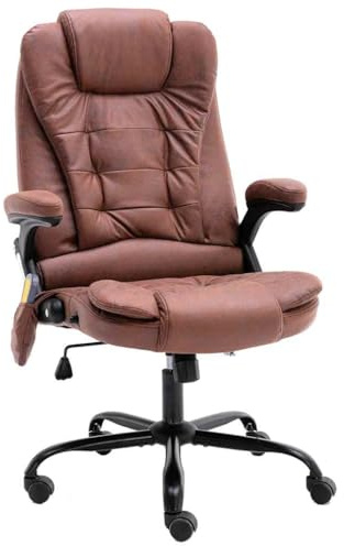 vidaXL Massage Bürostuhl Höhenverstellbar Heizfunktion Liegefunktion Chefsessel Bürosessel Schreibtischstuhl Sportsitz Gaming Racing Stuhl Hellbraun Wildleder-Optik