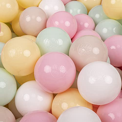 KiddyMoon Bolas Colores Pastel Color Only para Piscina Plástico Niños Infantil ∅ 7Cm Fabricado UE Sólo Color Pastel