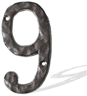 Cast Iron Metal House Numbers Mail Box Number, 5.5Inch Sturdy Heavy Embossed House Address Plaque Numbers 0 to 9 for Indoor Outdoor for DIY Projects Hanging Wall Sign Letters Décor