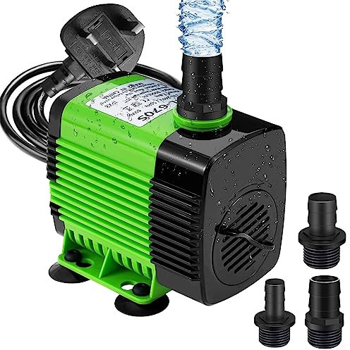 Aceshop 2800L/H Submersible Water Pump 50W Aquarium Pump Ultra-Quiet Fountain Pond Aquarium with Anti Dry Burning Water Pump for Aquarium with 3 Nozzles 4 Suction Cups 1.9m Power Cord