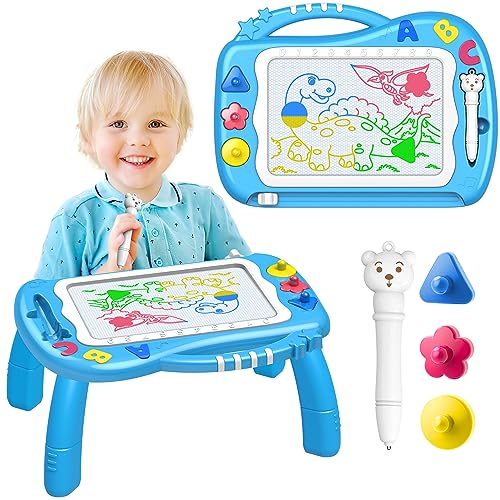 Veopoko Educational Toys for 1 2 3 Year Old Boys Gifts, Magnetic Drawing Board Learning Kids Toys Age 1 2 3 Boys Birthday Presents Toddler Drawing Travel Toy Writing Board Drawing Pad for Kids