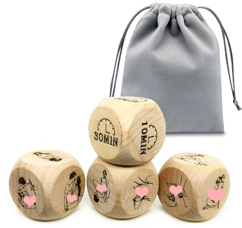 ZoTuoART Jeux de dés en bois pour couples - Défi aléatoire - Jeux de dés pour adultes - Dés sexuels pour couples - Dés sexuels pour jeux de rôle - Dés d'amour amusants pour adultes - 4 pièces