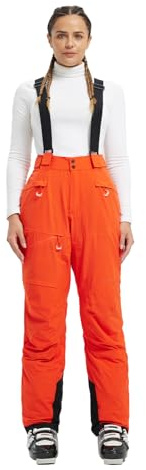 fit space Women's Ski Pants Waterproof 15,024mm Deachable Stretch Suspenders Winter Alpine Snowboarding Pants (Carrot,XX-Large)