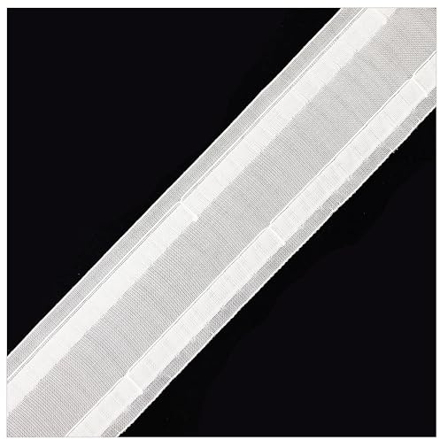 WANYI Fettuccia per Tende 7.5CM di Larghezza Nastro per pieghe di tende a Onda Trasparente, Bianco Nylon nastro arricciatenda per tende con ganci, per Tenda di Finestra,Tenda（20m）