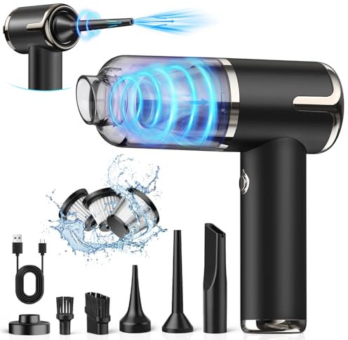 NIBSHOOM Handstaubsauger 18000 PA, 4 in 1 Handstaubsauger Akku mit USB-C Schnellladung, 2 Geschwindigkeiten Druckluft Auto Staubsauger Stark, Multifunktionale Mini Staubsauger für Auto/Büro/Haus
