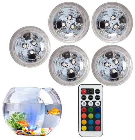 Bexdug Tauchbare, dekorative Fischglas-Lampen, batteriebetriebene, flammenlose Unterwasser-, wasserdichtes Teelicht mit Fernbedienung für Pools, Spas, Aquarium und Außenbereich
