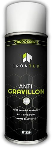 Anti-Gravillon Gris Protection Bas de Caisse 400ml - IRONTEK | IT229 | Fort Pouvoir adhérent | Formule Professionnelle | Anti-Corrosion & Insonorisant | Peut être Peint | Made in France