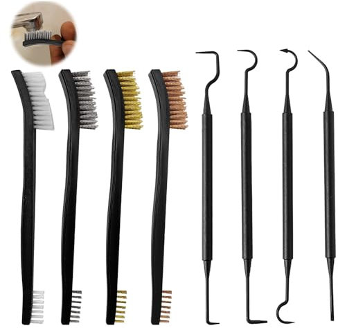 Paquet de 8 Petites Brosses Métalliques en Acier Inoxydable, Petite Brosse en Laiton, Brosse en Nylon en Acier avec 4 Crochets à Double Extrémité pour Nettoyer La Saleté et La Rouille