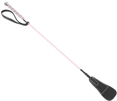 Läder Ridding Piska, Hästar Som Rider Pisk med Gummi Handledsband Palm, Tävlingsövning Som Eventionerar Längdåkning Av Hästkörning Hoppande Bat Hopp Stick (Rosa)