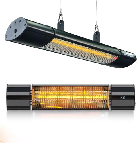 2400Watt Infrarot Heizstrahler Outdoor Terrasse IP65 Elektrisch, Außen Decken und Wandmontage Infrarotheizung Elektroheizung Fernbedienung, 24H Timer KI zum Energiesparen 3 Stufen Garten/Gastro/Balkon