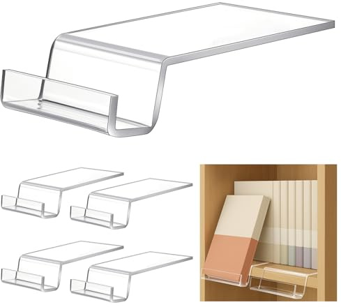 Memorywuu 4 Pack Acrylic Book Stand for Display Bookcase Bookshelf Clear Display Holder Easel Collector Stand for Library Home Office Comic Album CD Magazine Postcard Artworks