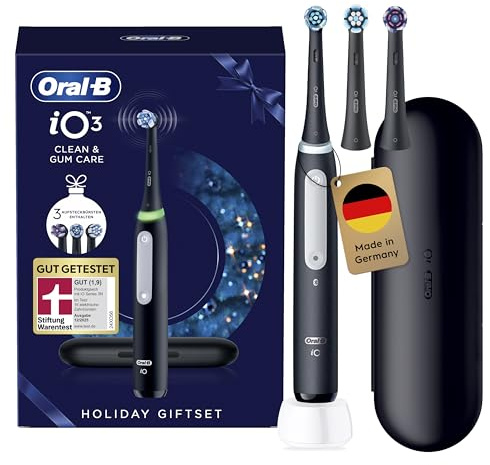 Oral-B Cepillo de dientes eléctrico iO Series 3 – Cepillo de dientes eléctrico, incluye 3 cabezales de repuesto, estuche de viaje, 3 modos de cepillado para el cuidado dental, cepillo de dientes