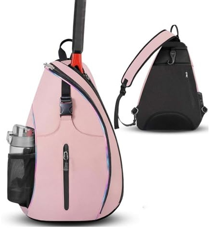 ESSECMBS Tennis Racket Bags for Women and Men Water Resistant Crossbody Sling Bag for Pickleball Badminton Rackets