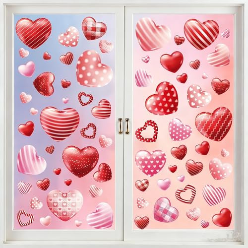 YiYa Vinilo Decorativo San Valentín Pegatinas En Forma De Corazón Vinilo Rojo Corazón Para La Oficina En Casa Boda San Valentín Decoraciones Fiestas Suministros Decoraciones De Aniversario (rosa)