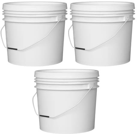 M1SS Set of 3 Large 16 Litre Plastic Buckets with Lids & Metal Handles | Heavy Duty Storage & Mixing Buckets | Multi-Purpose for Cleaning, Gardening, DIY & Food Use