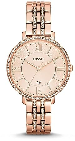 Fossil Damenuhr Jacqueline, Quarzwerk, 36mm Rose Gold Edelstahlgehäuse mit Edelstahlarmband, ES3546