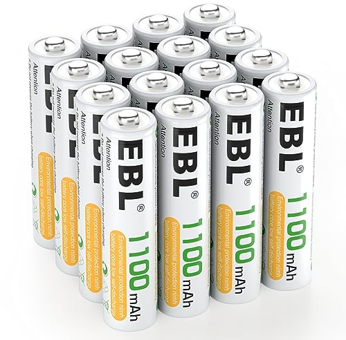 EBL AAA Akku 1100mAh 16 Stück - Typ NI-MH, 1.2V Batterien AAA Wiederaufladbar, Micro AAA Batterien
