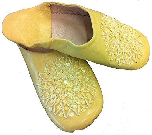 Terrapin Trading Commercio equo donna marocchina Babouche tradizionali pantofole (giallo)