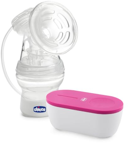 Chicco Tragbare elektrische Milchpumpe, kompakt und leicht, effektive und natürliche Saugkraft mit 5 Intensitätsstufen, weich und ergonomisch, mit Sauger und dichten Verschluss, weiß, 150 ml