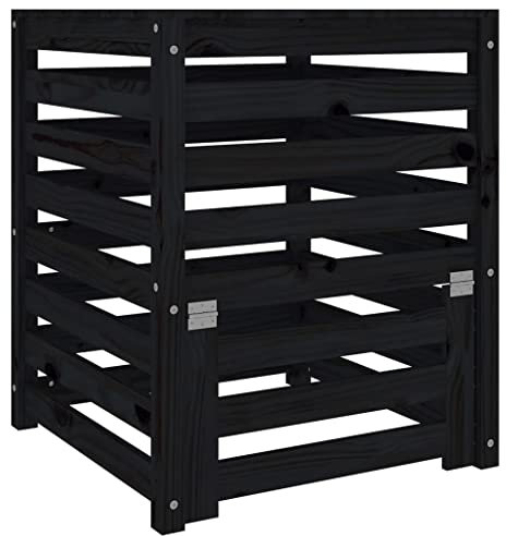 vidaXL Compostador de Madera Maciza de Pino Negro 63,5x63,5x77,5 cm