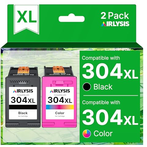 AIRLYSIS 304XL Rebuilt Tintenpatronen Ersatz für HP 304 Schwarz und Farbe für Envy 5030 5032 5020 5010 Deskjet 3760 2630 3750 2620 2622 3720 3762 3730 3733 (1 Schwarz, 1 Dreifach. Color)