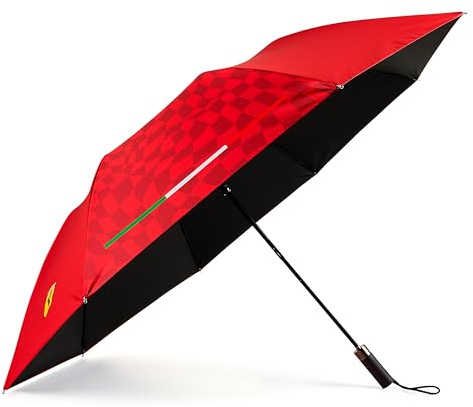 Scuderia Ferrari Kompakt-Regenschirm Rot - Grifflänge: 45 cm, offener Durchmesser: 105 cm