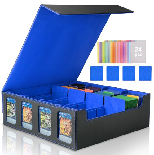 Jaffzora Boîte de Rangement Pour Cartes MTG Commander, Boîte de 3000+ Cartes Avec 24 Séparateurs Colorés et 4 Supports, Rangement Pour Collection de Cartes Avec Fenêtres d'Affichage