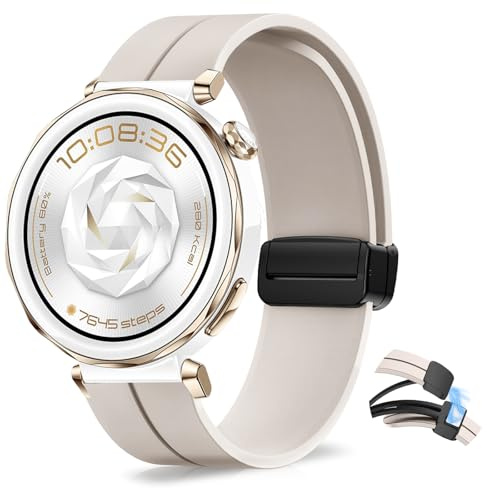 KeHowy 20mm Armband für Huawei Watch GT 3 Pro 43mm/Watch GT 3 42mm/GT 2 42mm, Silikon Magnetisch Sport Armbänder Ersatzband für Huawei Watch 2/Watch 2 Pro/2 Sport/Honor Magic Watch 2 42mm - Hellgrau
