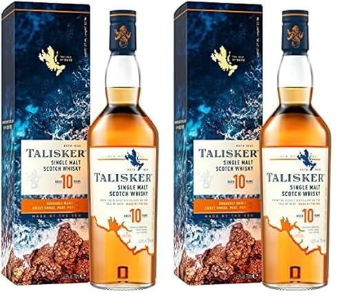 Talisker 10 Jahre | aromatischer Single Malt Scotch Whisky | mit Geschenkverpackung | handverlesen von der schottischen Insel Skye | 45,8% vol | 700ml Einzelflasche | (Packung mit 2)