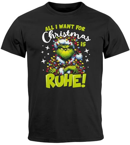 MoonWorks® Herren T-Shirt Weihnachten Ruhe Weihnachtsshirt Grinch Weihnachtsoutfit Männer Lustig schwarz 3XL