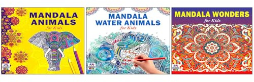 High Quality Premium Paper Mandala Unique Animals + Sea Animals + Wonders Art Designs Pattern Colouring Books For Kids | Distinct Species | Ocean Wonders | Mandala Art | Creative Designs | Relaxing