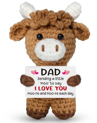 Dad Birthday Gifts, Dad Gifts from Daughter, Highland Cow Gift Crochet Doll | Crochet Cow, Presents For Birthday Christmas From Wife Family, Fathers Day Best Gifts, Emotional Positive Doll, Home Decor