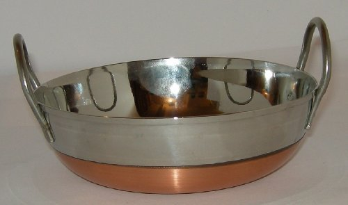 Padella - acciaio inox - fondo piatto in rame - 15,5 cm Ø - con 2 manici