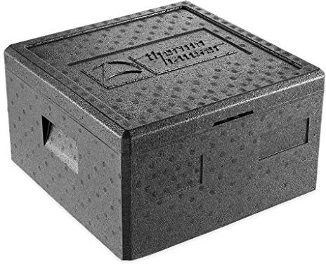 thermohauser EPP-Thermobox Pizza schwarz mit Deckel - 21,5 Liter - 41 x 41 x 23,5 cm - Pizzabox für Lieferservice