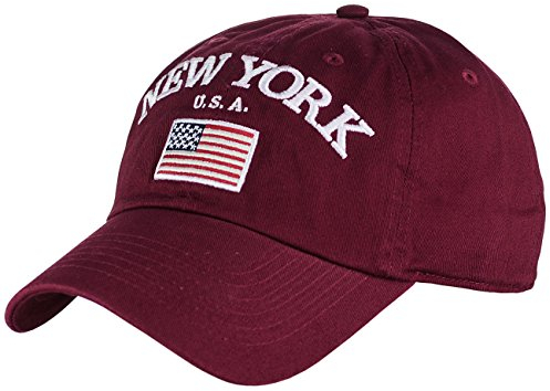 NYFASHION101 Baseball Cap Baseball Cap Baseball Cap New York mit Stickerei USA Flagge Gr. Einheitsgröße, Burgunderrot