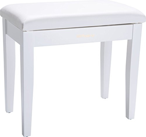 Roland Panca per pianoforte in bianco satinato con seduta in vinile e scomparto per musica, Rpb-100Wh