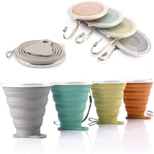 DEHUB Mug à café Portable, Coupe de Voyage légère,FDA et BPA sans Mug à café Portable,Plus Grande capacité 270ML Tasse de Voyage Pliable en Silicone, 4pièces