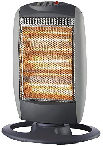 Suinga Radiador Halógeno Oscilante, Estufa 1200W, Bajo Consumo, Silencioso, Panel de Control y Asa de Transporte, gris