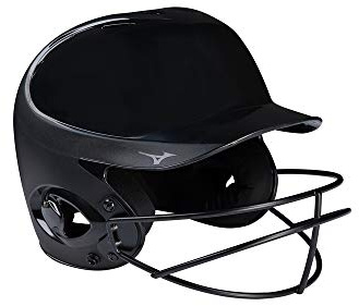 Mizuno MVP Series Solid Batting Helmet with Fastpitch Softball Mask, Small/Medium, Black