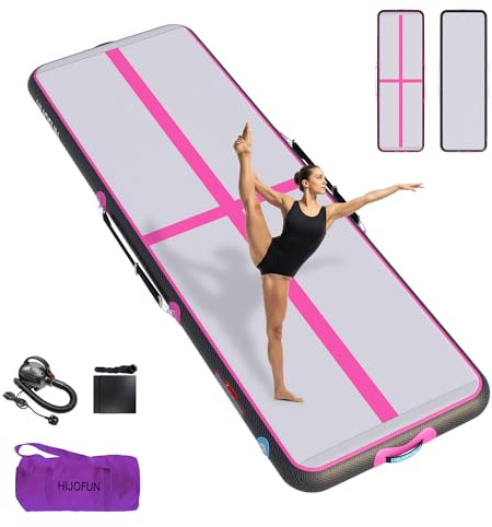 HIJOFUN Inflatable Gymnastics Mat, Tumble Track 3m/4m/5m/6m for Training with Practical Pump, 10/20cm Thickness Gymnastics Air Mat for Home Use/Tumbling/Yoga/Taekwondo/Dance