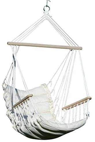 ASS Design Fauteuil Suspendu Maly Fauteuil en Tissu Suspendu Panier Fauteuil Flottant avec Coussin extrêmement Confortable (sans Cadre en Bois), Couleur:Ivoire
