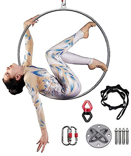 Aerial Hoop Ring Metall-Lyra-Reifen für Heim-Fitnessstudio, Einzelpunkt-Yoga-Ring, Luftreifen mit Einzelpunkt, Luftring für Fitness-Tanz-Gewichtsverlust, 95/90/95cm ( Size : Diameter-100cm(39 3/8) )