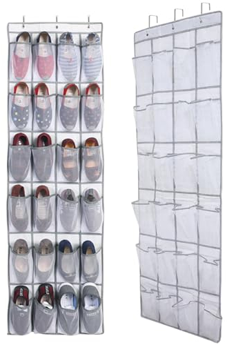 anshuke 2 piezas Organizador de Zapatos para Puerta, Zapatero Colgante con 24 bolsillos, almacenamiento de zapatos, organizador colgante multifuncional para dormitorio, sala de estar baño