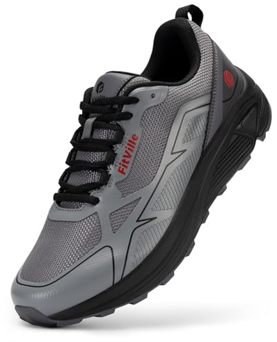 FitVille Chaussures Trail Homme Extra Larges Légères Basket Sport Chaussures de Running sur Route Randonnée de Outdoor Sneakers Noir 43 EU Large